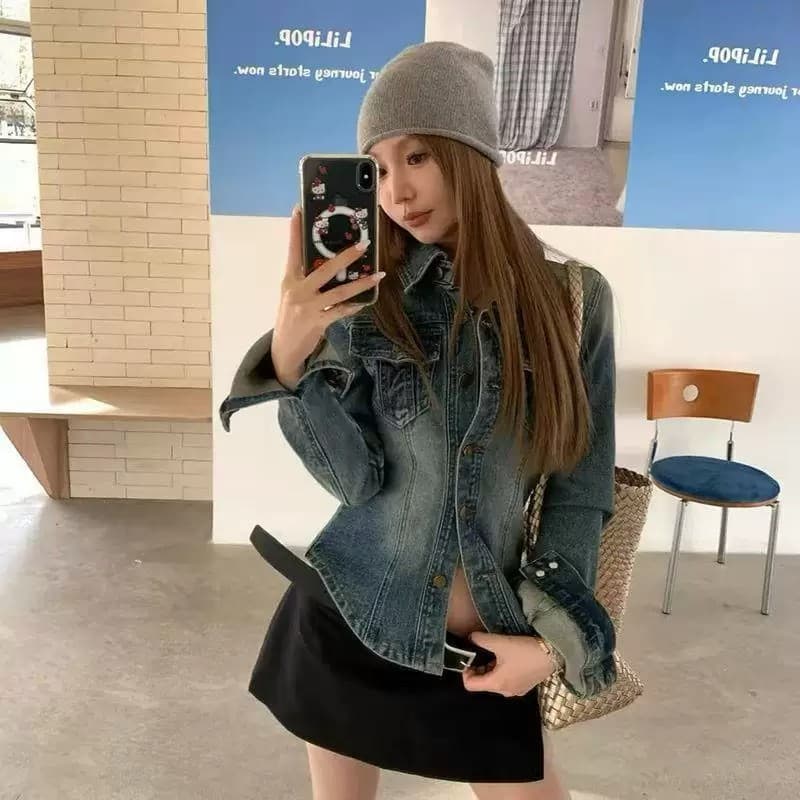 봄 새로운 2026 레트로 캐주얼 데님 wait 아메리칸 워싱 polo 맨위 디자인 센스 긴팔 재킷 트렌디 상세 이미지 3