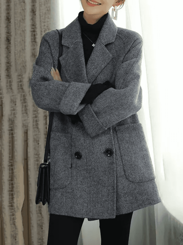양면 코트 울 리 봄 가을 겨울 의류 겨울 재킷 여성 의류 년 새로운 가을 의상 재킷 백 타이 클립 이미지 2