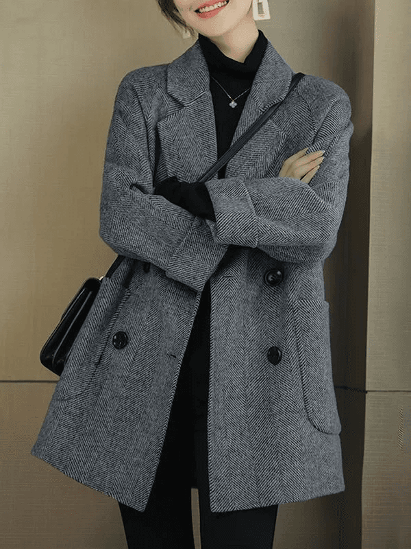 양면 코트 울 리 봄 가을 겨울 의류 겨울 재킷 여성 의류 년 새로운 가을 의상 재킷 백 타이 클립