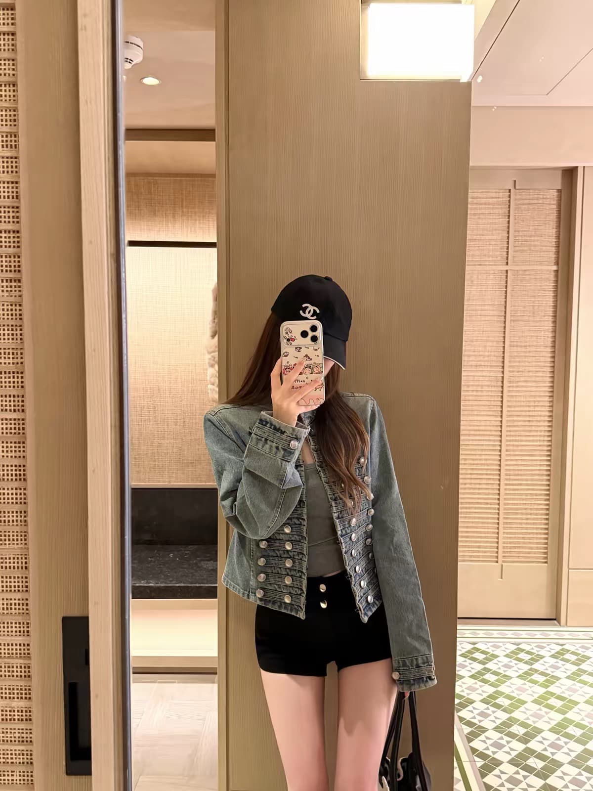 디스크 디스크 보 주님 일상 긍정적 인 어깨 더블 행 단추 무거운 작업 나폴레옹 데님 여성 코트 가을 재킷 맨위 이미지 4