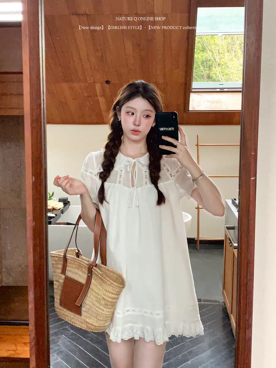 양 작은 볼륨 4 23 10 00 켜기 새로운 시작 중 즐기십시오 85 접기 라미 주간 실크 miu 부서 드레스 상세 이미지 1