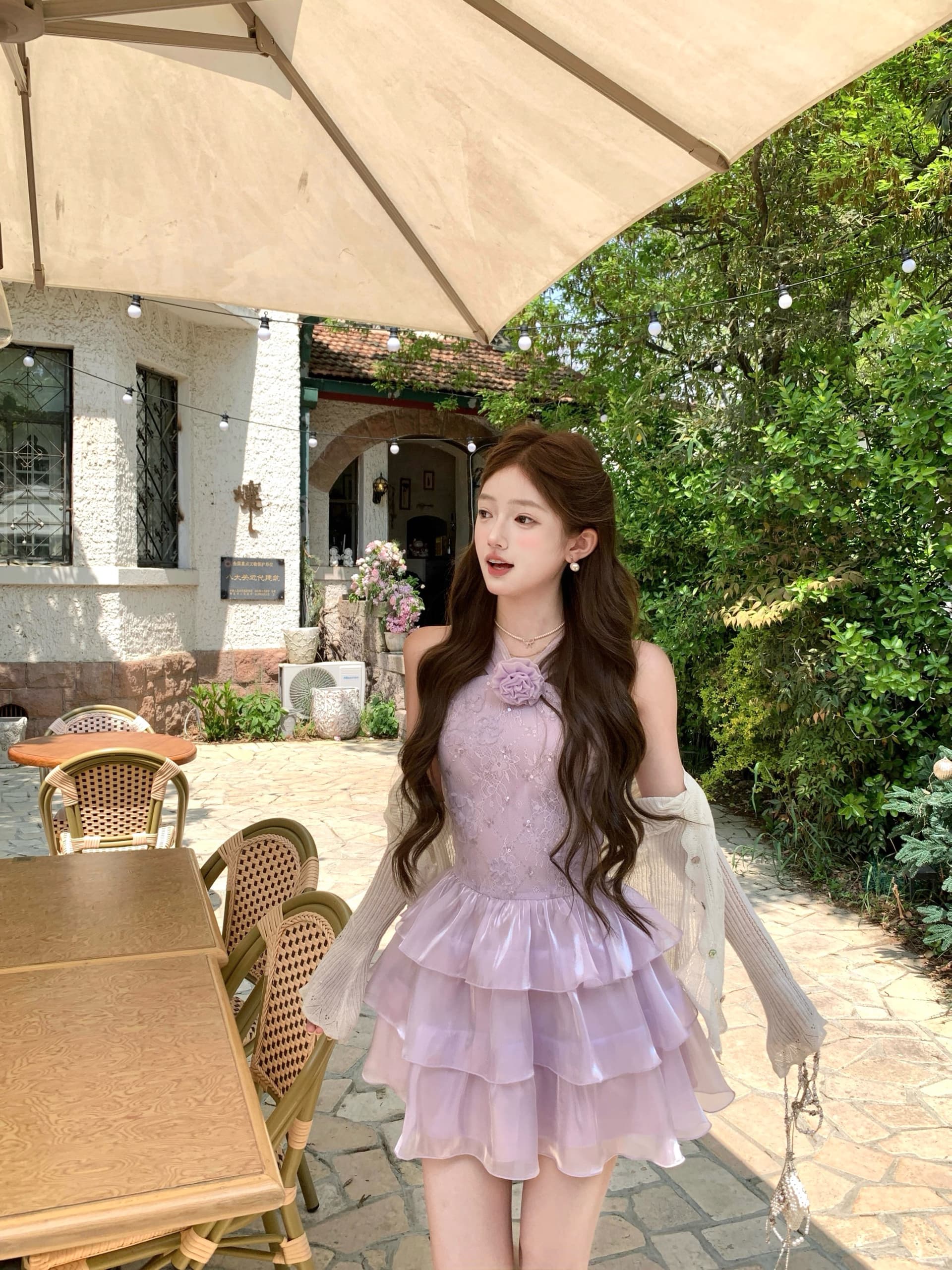 acaine5 17 20 00 95 할인 안개 보라색 발레 천 금빛 바람 행침 목 스팽글 레이스 드레스 상세 이미지 3