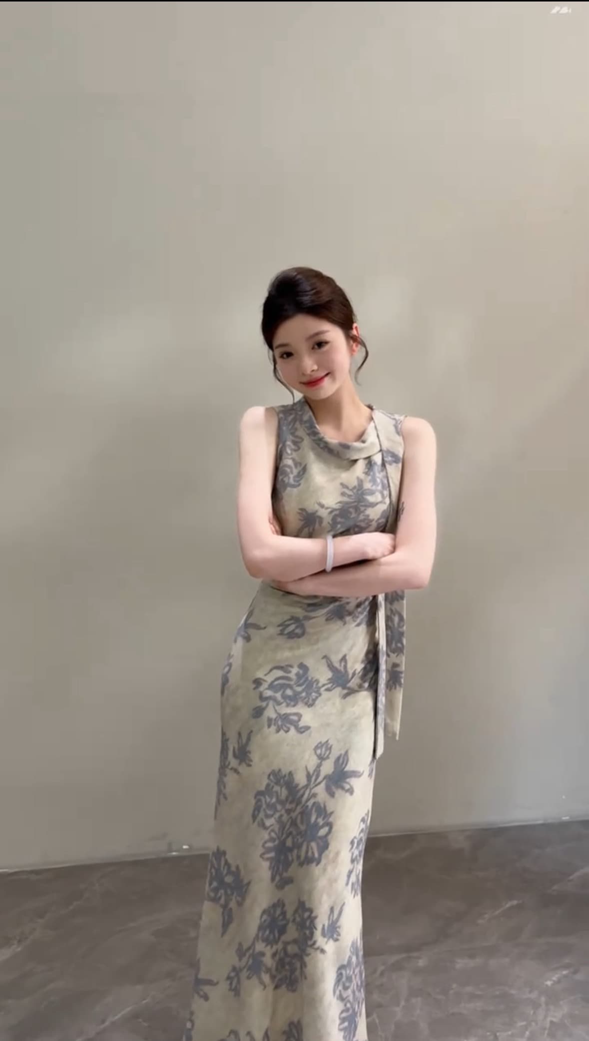 노래 송 여름 새로운 프랑스식 레트로 허리 수축 슬림해 보이는 품격 꽃무늬 중간 길이 드레스 dt2155 상세 이미지 5