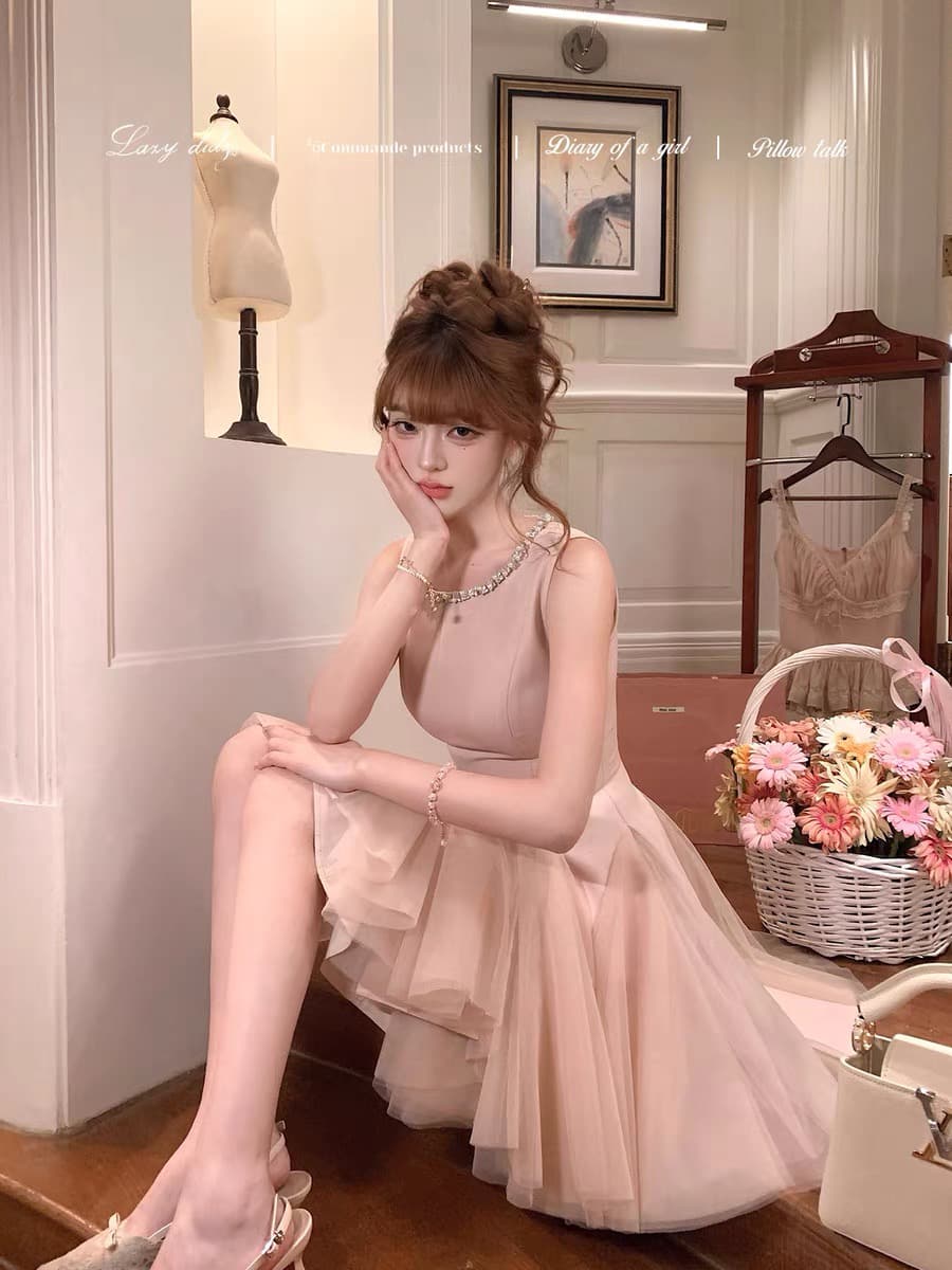 lazy didi 개척 영원한 5 31 신제품 낭만주의 서있는 자르다 8 슬라이스 공주 허리 몽환 드레스 상세 이미지 1