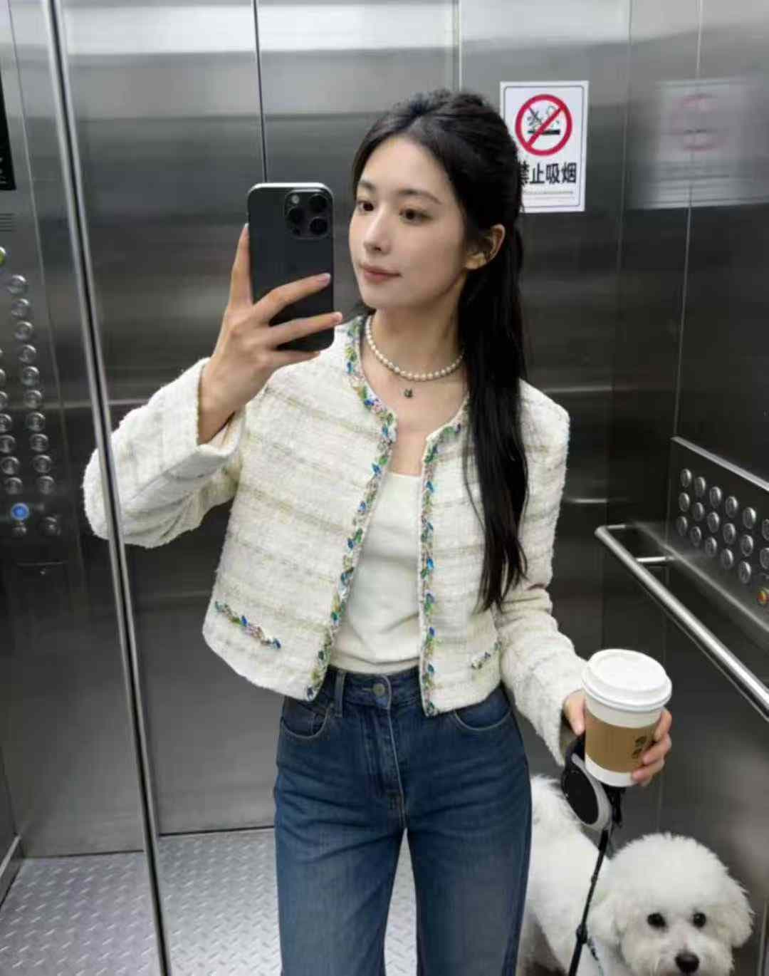 프랑스식 부유 한 가족 천 골드 무거운 작업 스와로브스키 비즈 박기 작은 샤넬 스타일 짧은 여성 코트 명문 여성 품격 고급 센스 다용도 맨위 상세 이미지 9