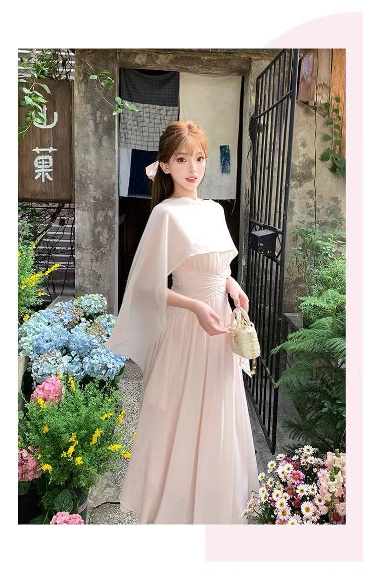 얼음 얼음 오는 달 케이지 보라색 실 작은 대중 부드러운 빛 요리 한 바람 허리 수축 한 마디 드레스 우아함 숄 롱 스커트 상세 이미지 13