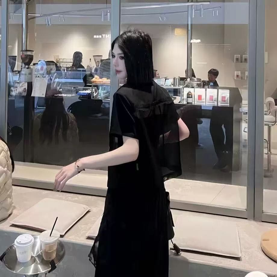 덩 새싹 팅 여름 제한적 여름 새로운 레이스 조각 디자인 외국 가스 세련된 패션 다용도 반팔 켜기 상세 이미지 8