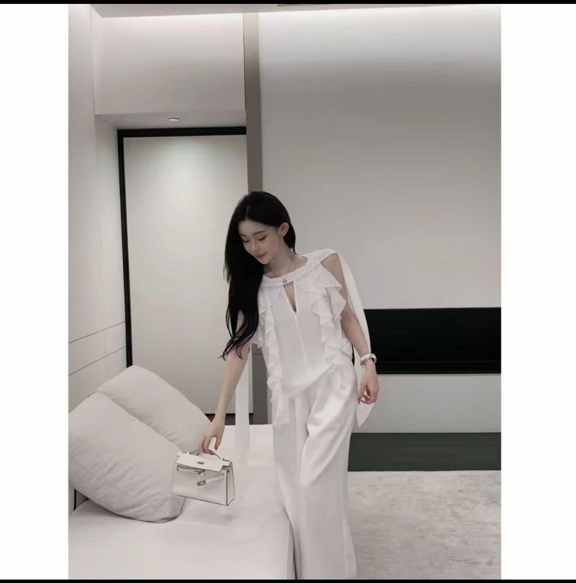 수정 에디션 휴가 si 서비스 환원하다 좋은 요정 가스 펄럭 이는 시스루 섹시함 다중 레이어 프릴 민소매 맨위 상세 이미지 3