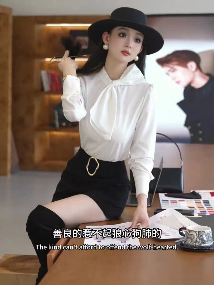 md 에 따르면 Connaught 바다 측면 심장 언어 2026 새로운 패션 캐주얼 다용도 품격 나비 매듭 긴팔 여성 맨위 상세 이미지 6