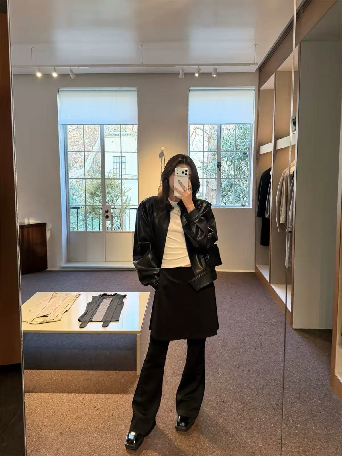 평생 로마의 지구 프랑스식 레트로 브라운 스탠드 칼라 pu 가죽 재킷 여성 코트 가을 루즈핏 다용도 재킷 상세 이미지 7