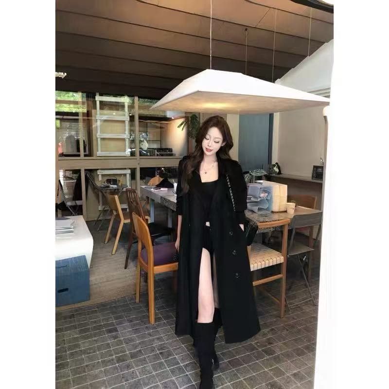 캐러멜 브라운 레트로 이중 버튼 스웨이드 원단 바람막이 여성 2026 봄 가을 중간 길이 레이스업 슬림해 보이는 고급 센스 재킷 상세 이미지 11