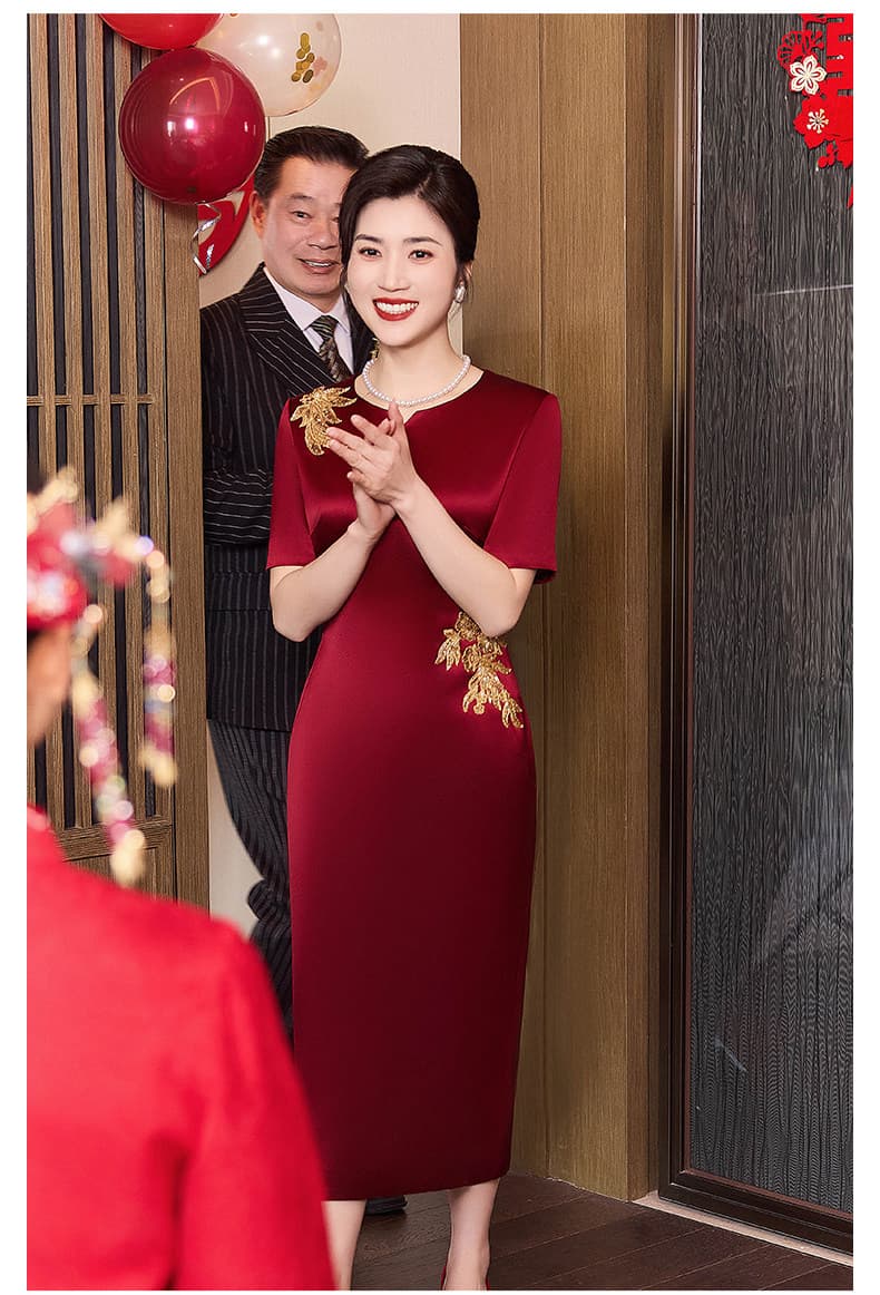 2026 여름 새로운 결혼식 엄마 예복 고귀한 결혼 치파오 안녕하세요. 시어머니 결혼 연회 로드 중 빨간색 안녕하세요. 서비스 상세 이미지 5