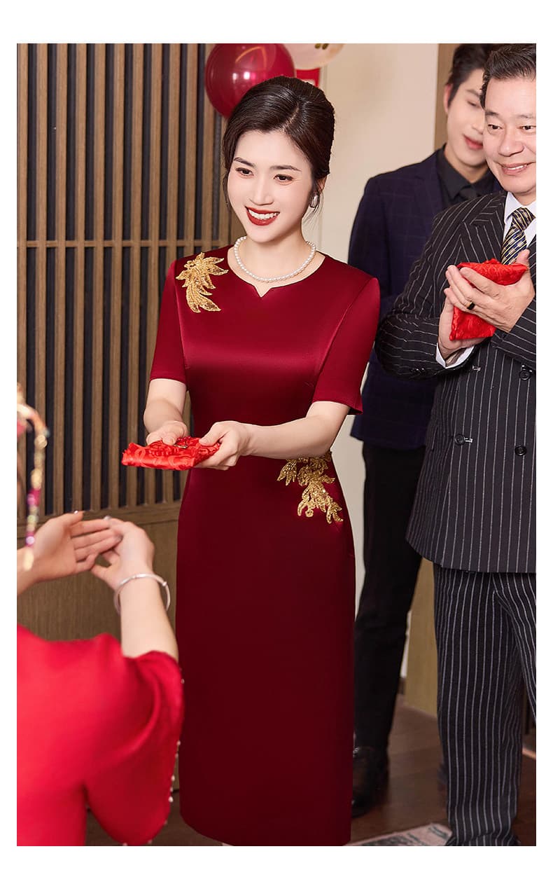 2026 여름 새로운 결혼식 엄마 예복 고귀한 결혼 치파오 안녕하세요. 시어머니 결혼 연회 로드 중 빨간색 안녕하세요. 서비스 상세 이미지 7