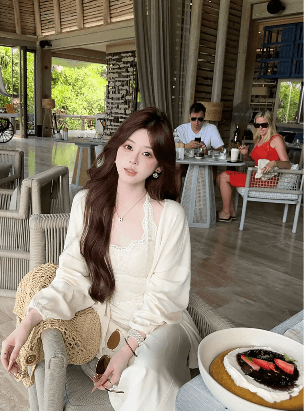 한 부서 착용 가져 가라. 분위기 센스 레이스 조각 니트 스웨터 여성 조기 봄 새로운 루즈핏 슬림해 보이는 마이크로 ~을 통해 자외선 차단 맨위 상세 이미지 2