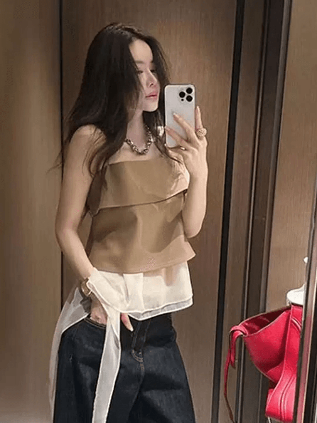 프랑스식 망사 패치워크 불규칙 리본 조끼 여성 여름 외출용 디자인 센스 작은 대중 고유 한 아름다운 슬립 맨위 상세 이미지 1
