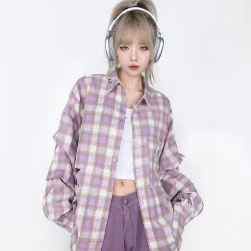 아메리칸 얇은 스타일 긴팔 셔츠 일본식 항구 바람 루즈핏 셔츠 남녀 봄 여름 트렌드 다용도 커플 캐주얼 재킷 상세 이미지 23
