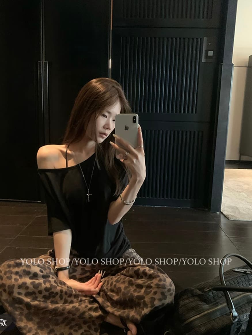 레오파드 무늬 느슨함 센스 아마 굴곡 바지 여성 여름 넓은 다리 루즈핏 스트레이트 캐주얼 긴 바지 맨위 이미지 2