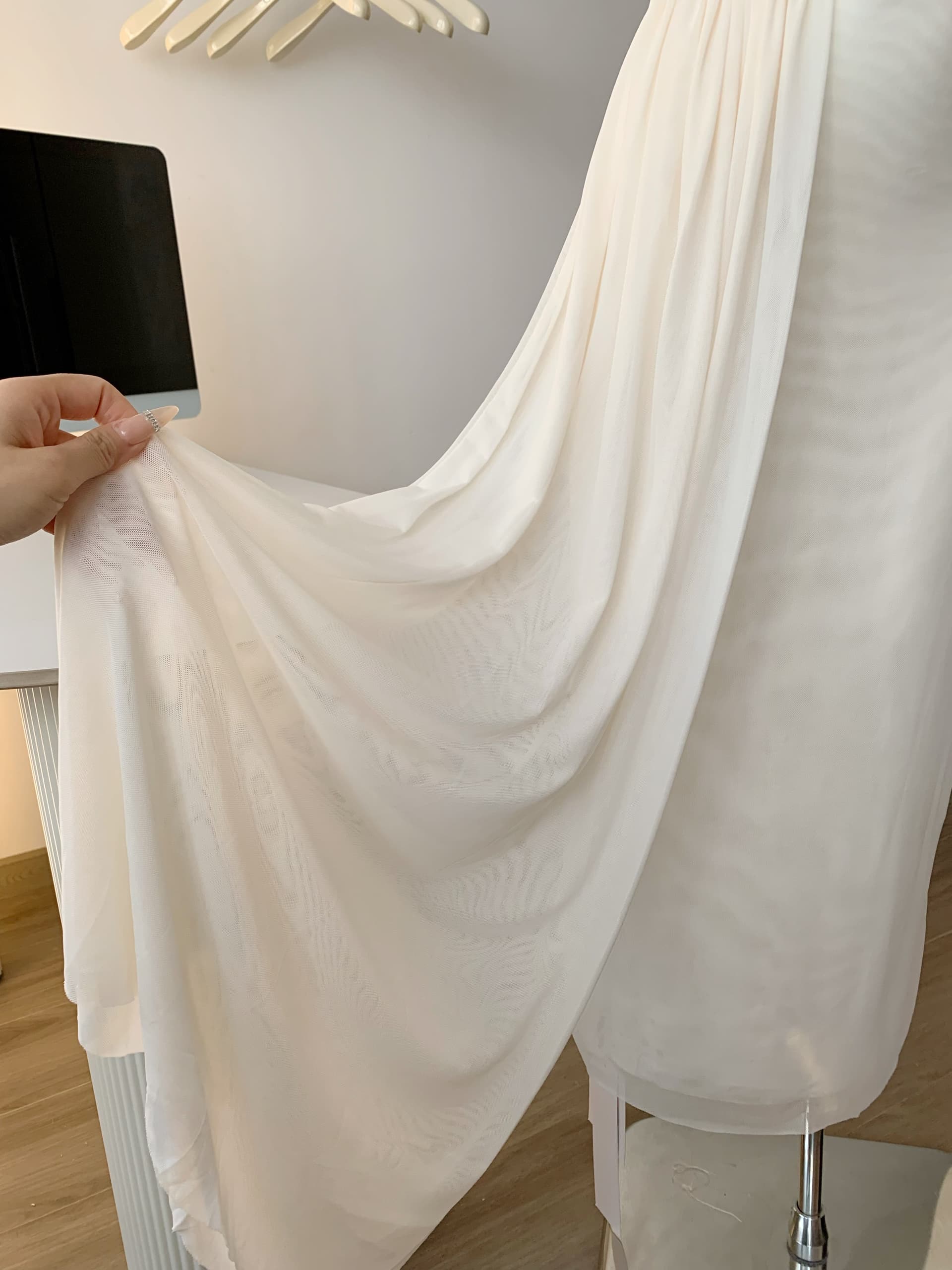 하나부터 순간 방랑 상어 사람들 순수한 욕망 바람 망사 비스듬한 칼라 여성 드레스 몸매 가꾸기 허리 수축 슬림해 보이는 타이트 스커트 상세 이미지 12