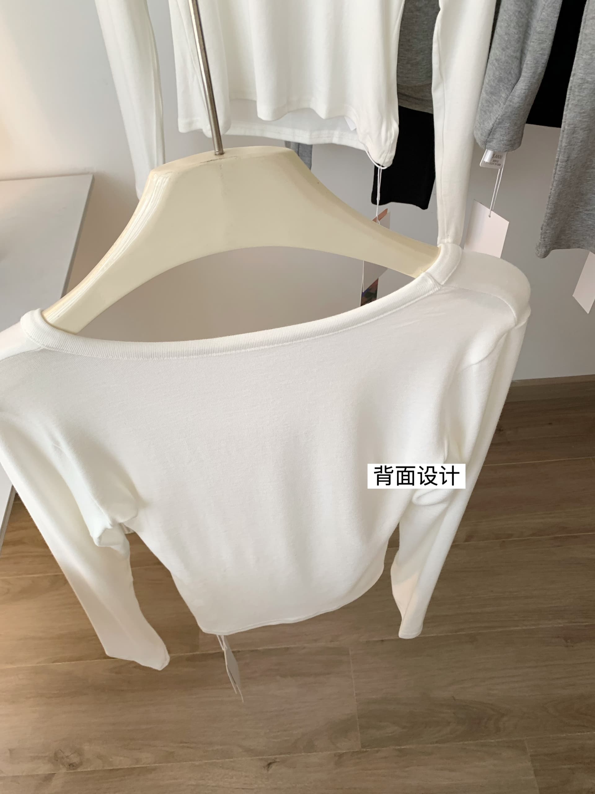 luu 복숭아 안녕하세요. 어린이 봄 가을 몸매 가꾸기 인사이드 가져 가라. 티셔츠 맨위 여성 긴 소매 화이트 다용도 작은 대중 u 칼라 슬림해 보이는 기본 셔츠 상세 이미지 15