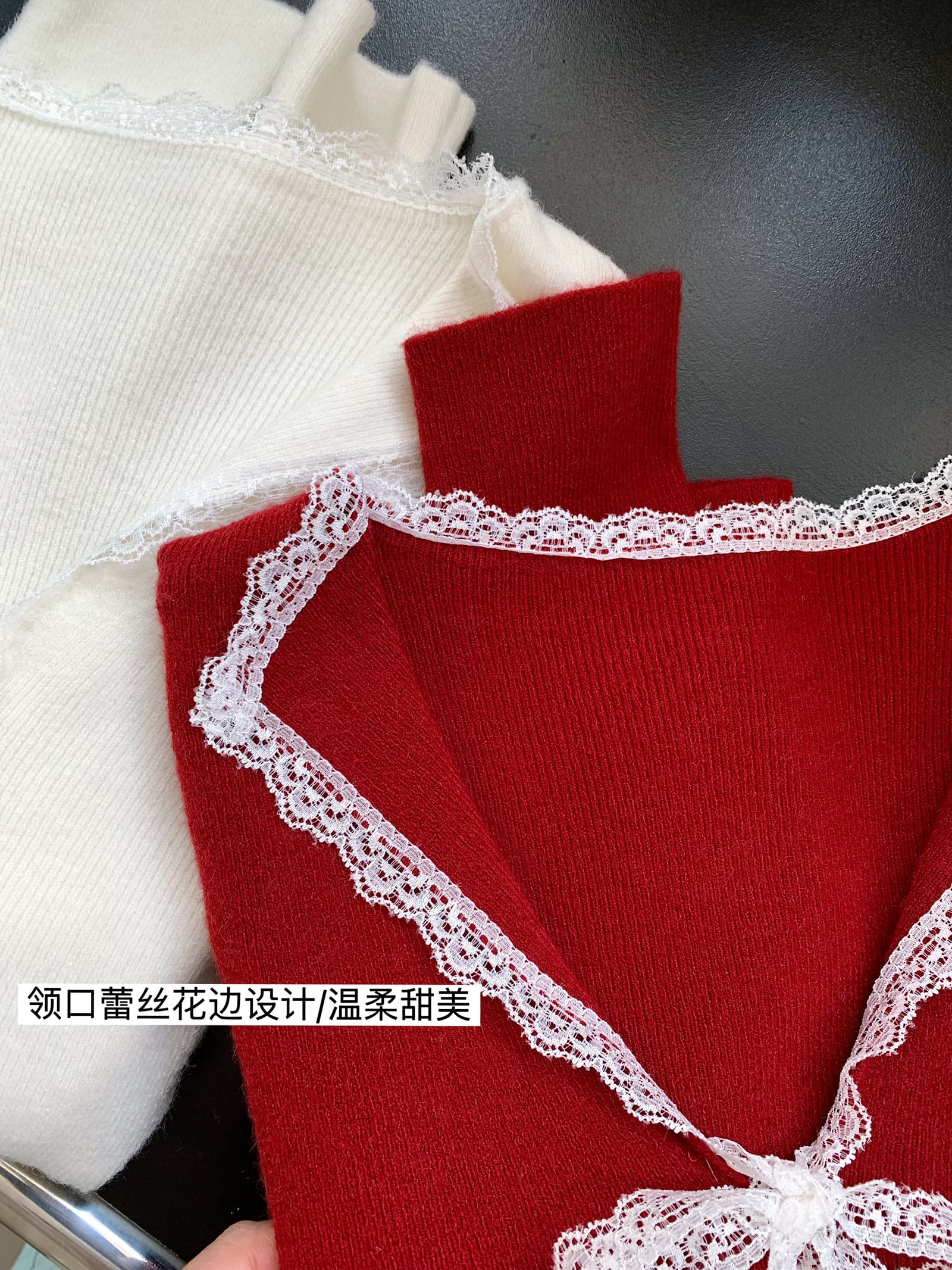 maven lin 마무리 터치 빨간색 니트 스웨터 여성 한 단어 보트 칼라 인사이드 가져 가라. 기본 셔츠 몸매 가꾸기 스웨터 맨위 상세 이미지 6