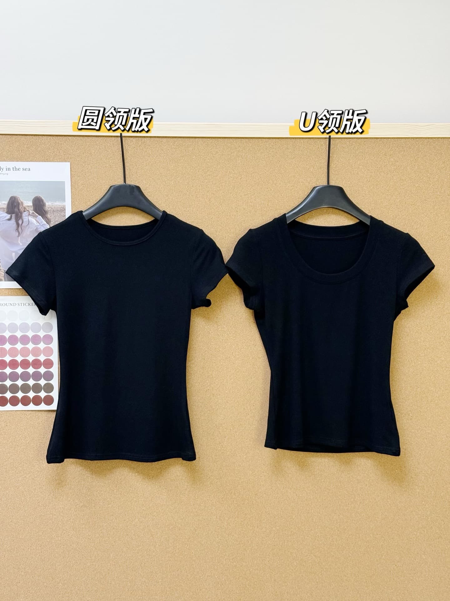 긍정적 인 어깨 대 u 칼라 라운드 넥 에디션 품격 핏 스타일 암소 다용도 단색 반팔 수리 높이 폭탄 슬림해 보이는 t 무제한 레포 상세 이미지 15
