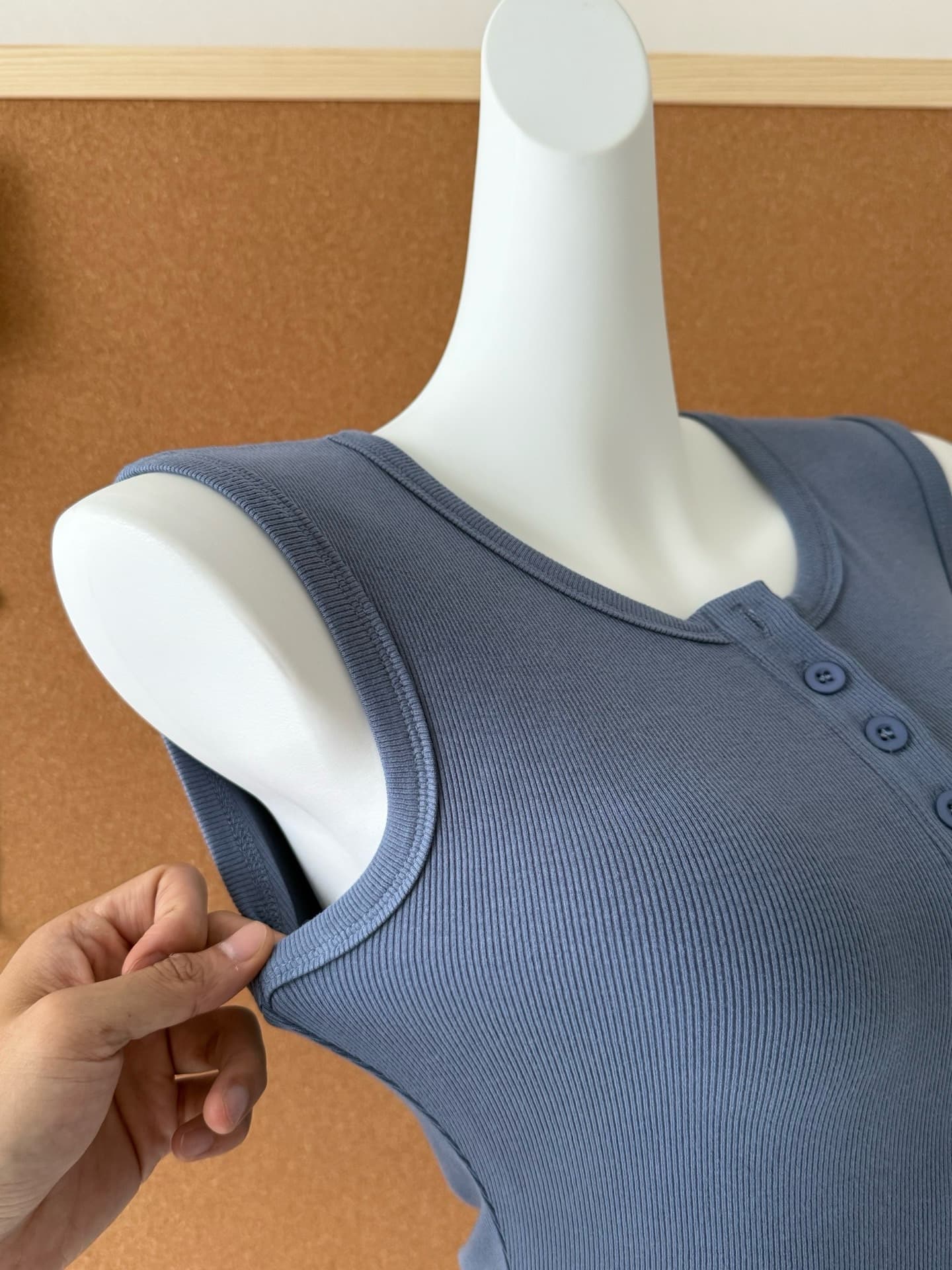 skk store 지연 남쪽 구멍 일기 분위기 여름 기타 버클 헨리 칼라 단어 조끼 맨위 민소매 작은 셔츠 상세 이미지 4