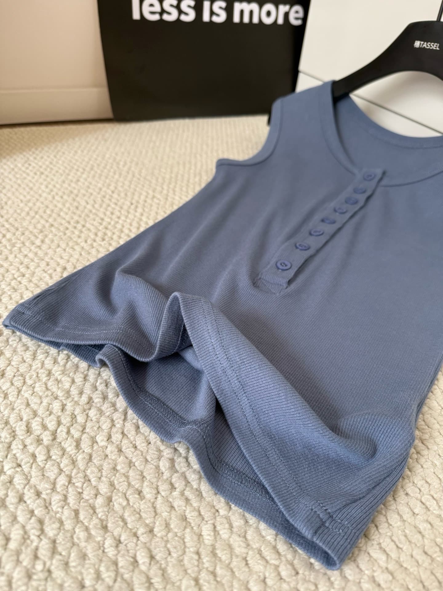 skk store 지연 남쪽 구멍 일기 분위기 여름 기타 버클 헨리 칼라 단어 조끼 맨위 민소매 작은 셔츠 상세 이미지 9