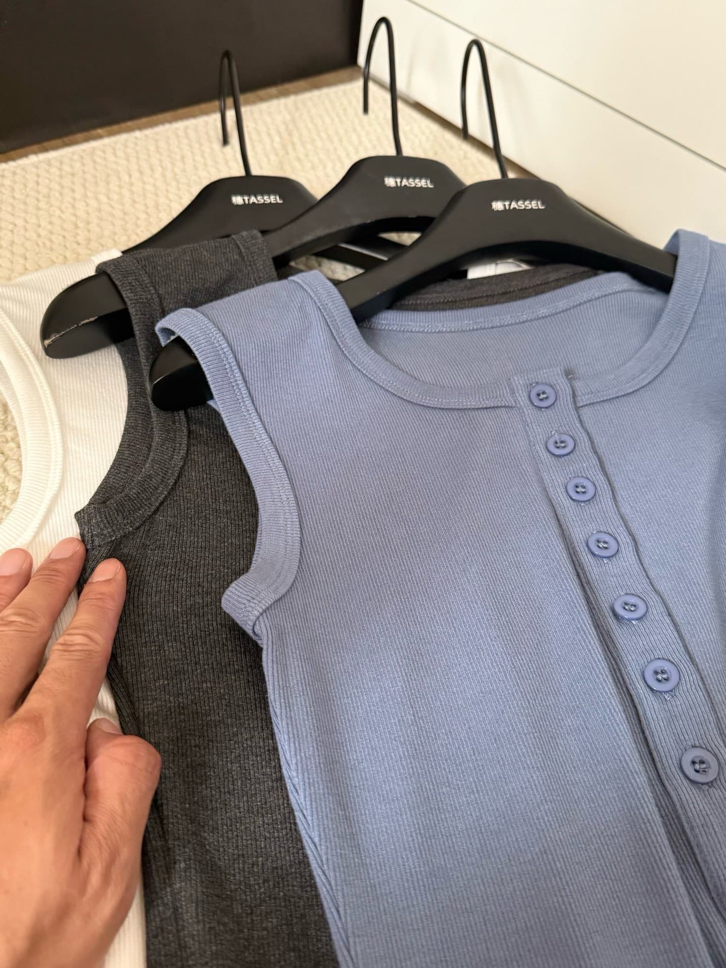 skk store 지연 남쪽 구멍 일기 분위기 여름 기타 버클 헨리 칼라 단어 조끼 맨위 민소매 작은 셔츠 상세 이미지 15
