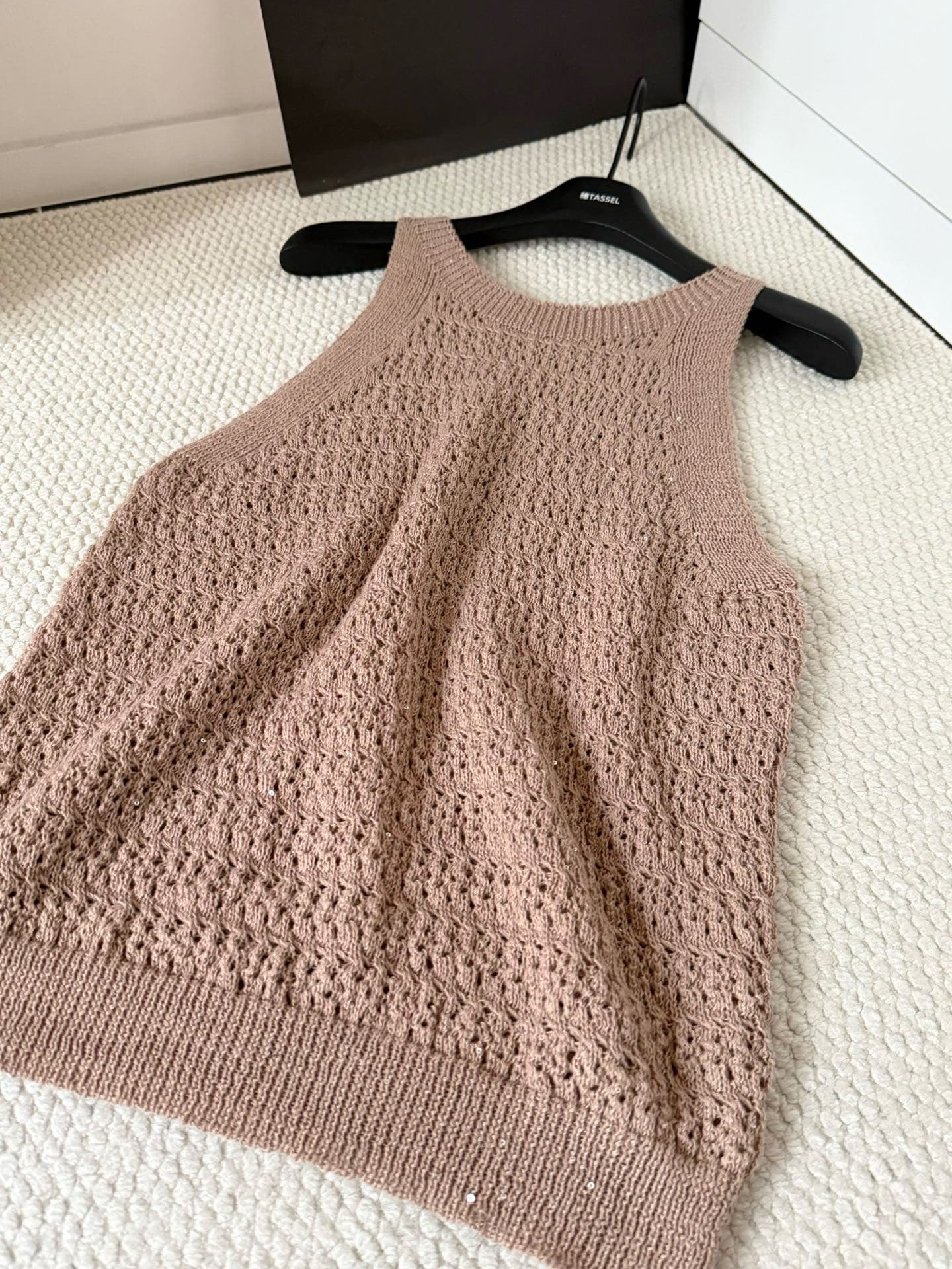 느슨함 오래된 돈 무거운 작업 훅 제직 홀로우 아웃 조끼 다용도 슬림해 보이는 주간 실크 아마 허리 둘레 디자인 센스 중간 스커트 상세 이미지 2