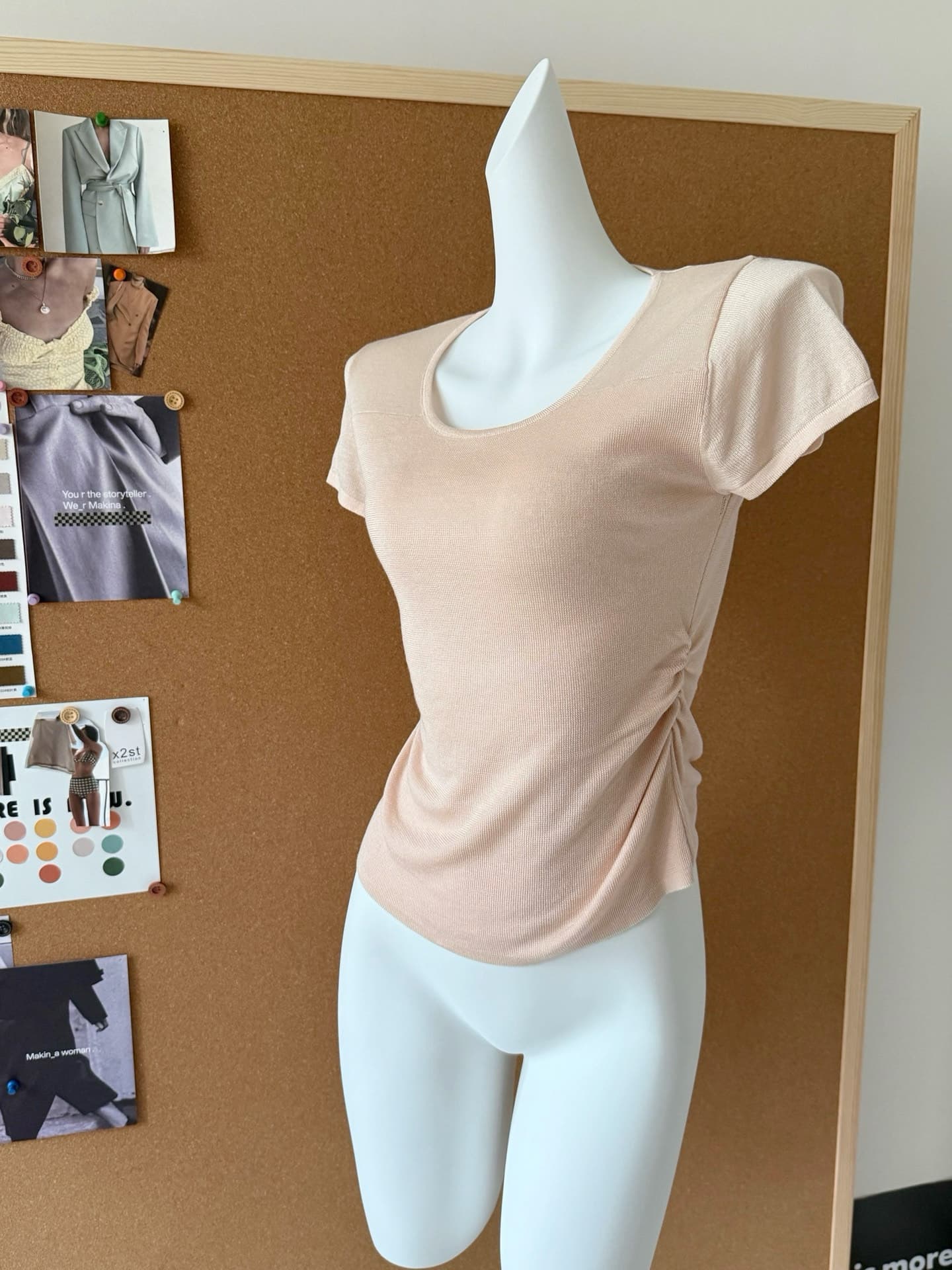 작은 예쁜 허리 라이 경기 서울 광장 칼라 펌프 Pleat 품격 반팔 청 ~을 통해 센스 망사 패치워크 플리츠 슬림해 보이는 반신 스커트 상세 이미지 1
