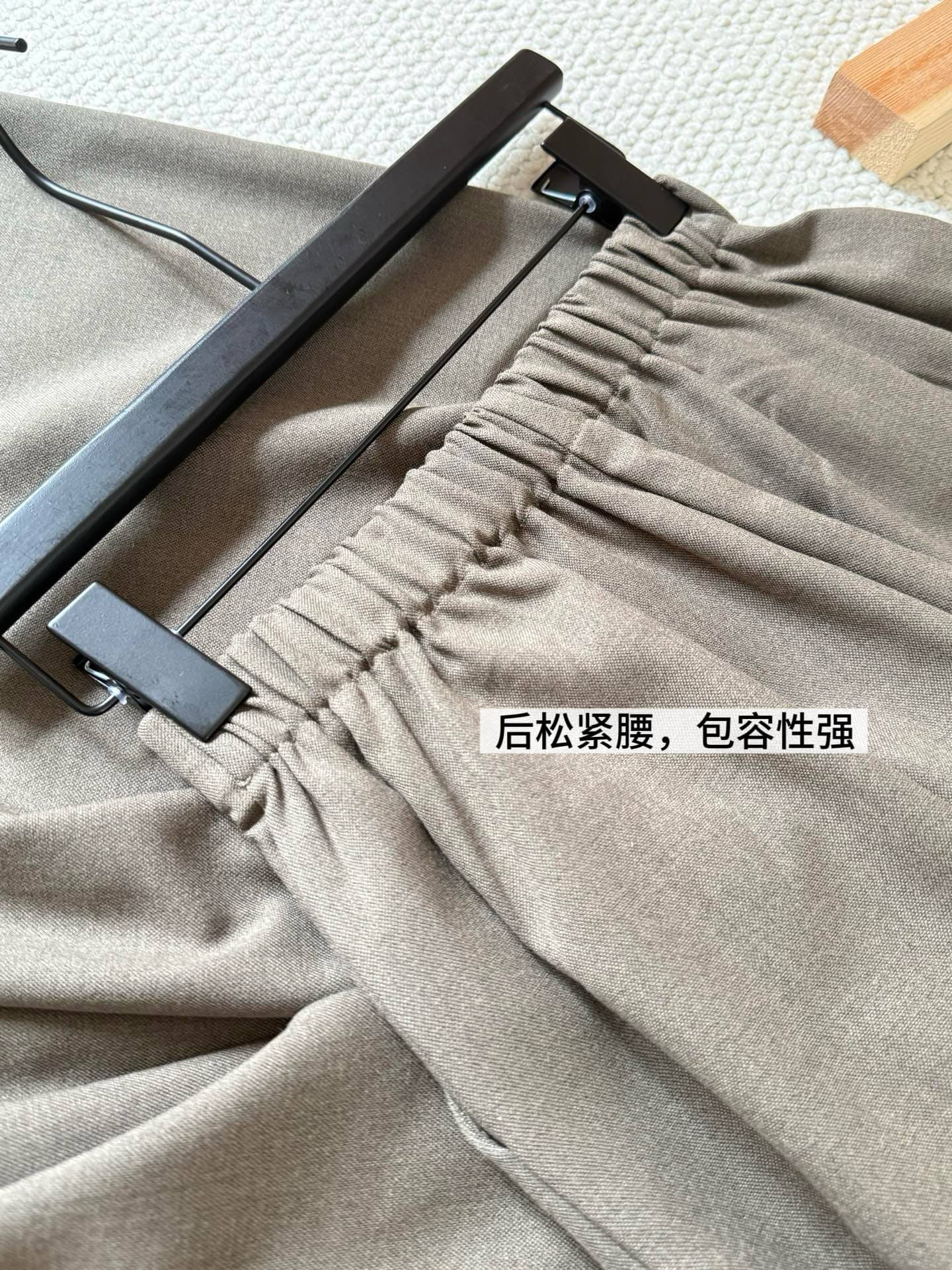 비대칭 수공 Pleat 루즈핏 한국 스타일 캐주얼 표지 고기 허리밴드 디자인 센스 와이드 레그 팬츠 이미지 3
