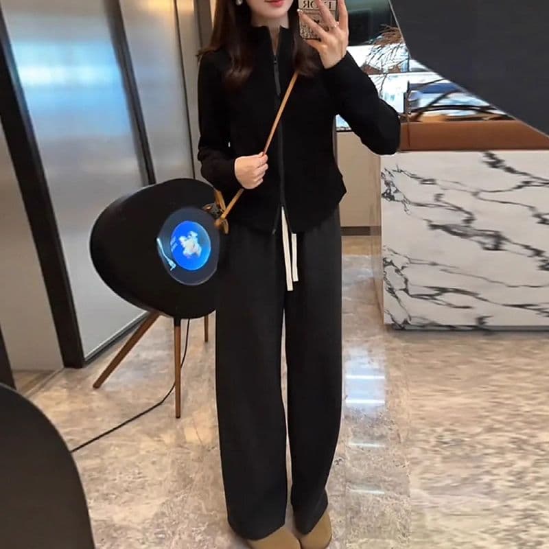 가을 자이언트 잘 생긴 ~ 중 후드티 여성 새로운 2026 폭발 패션 외국 가스 작은 키 지퍼 오픈 가디건 쇼트 스타일 재킷 이미지 2