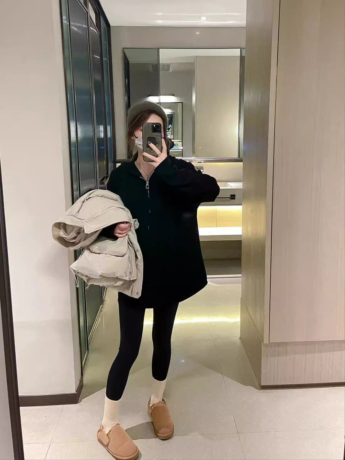 원본 솜씨 달콤함 루즈핏 얇은 다용도 불규칙 후드 긴팔 티셔츠 여성 가을 중간 길이 표지 배 맨위 상세 이미지 2