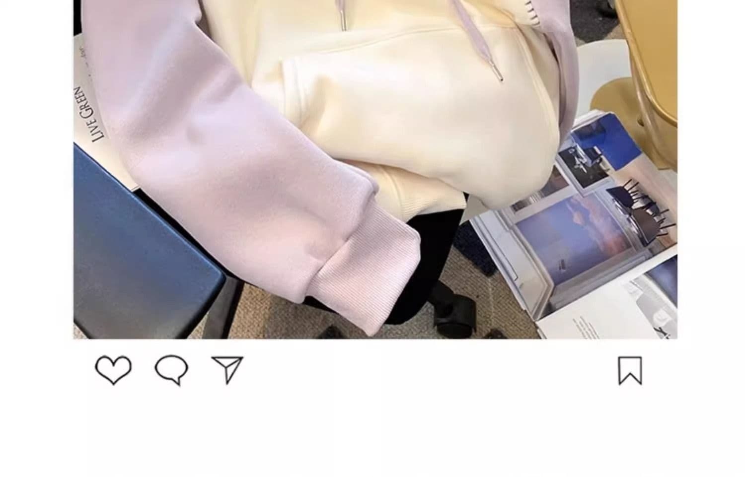 아메리칸 느긋한 chic 배색 삽입 어깨 후드 티 스웨터 여성 봄 가을 폭발 외국 가스 고유 한 Chic 하트 버클 업 의류 상세 이미지 3