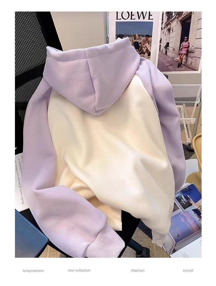 아메리칸 느긋한 chic 배색 삽입 어깨 후드 티 스웨터 여성 봄 가을 폭발 외국 가스 고유 한 Chic 하트 버클 업 의류 상세 이미지 6