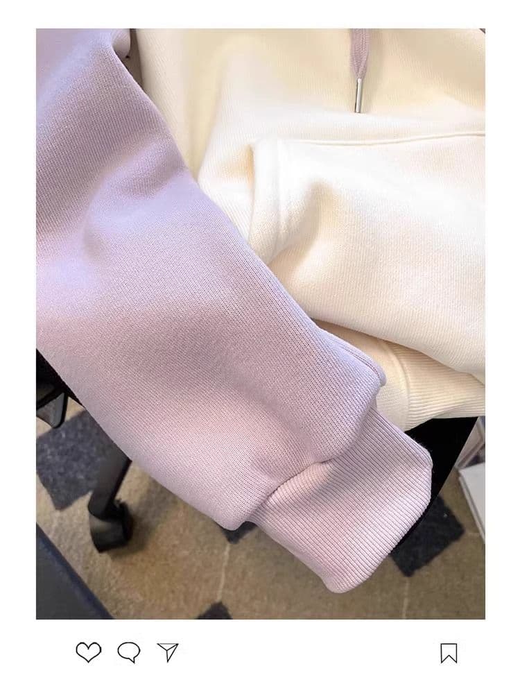 아메리칸 느긋한 chic 배색 삽입 어깨 후드 티 스웨터 여성 봄 가을 폭발 외국 가스 고유 한 Chic 하트 버클 업 의류 상세 이미지 9