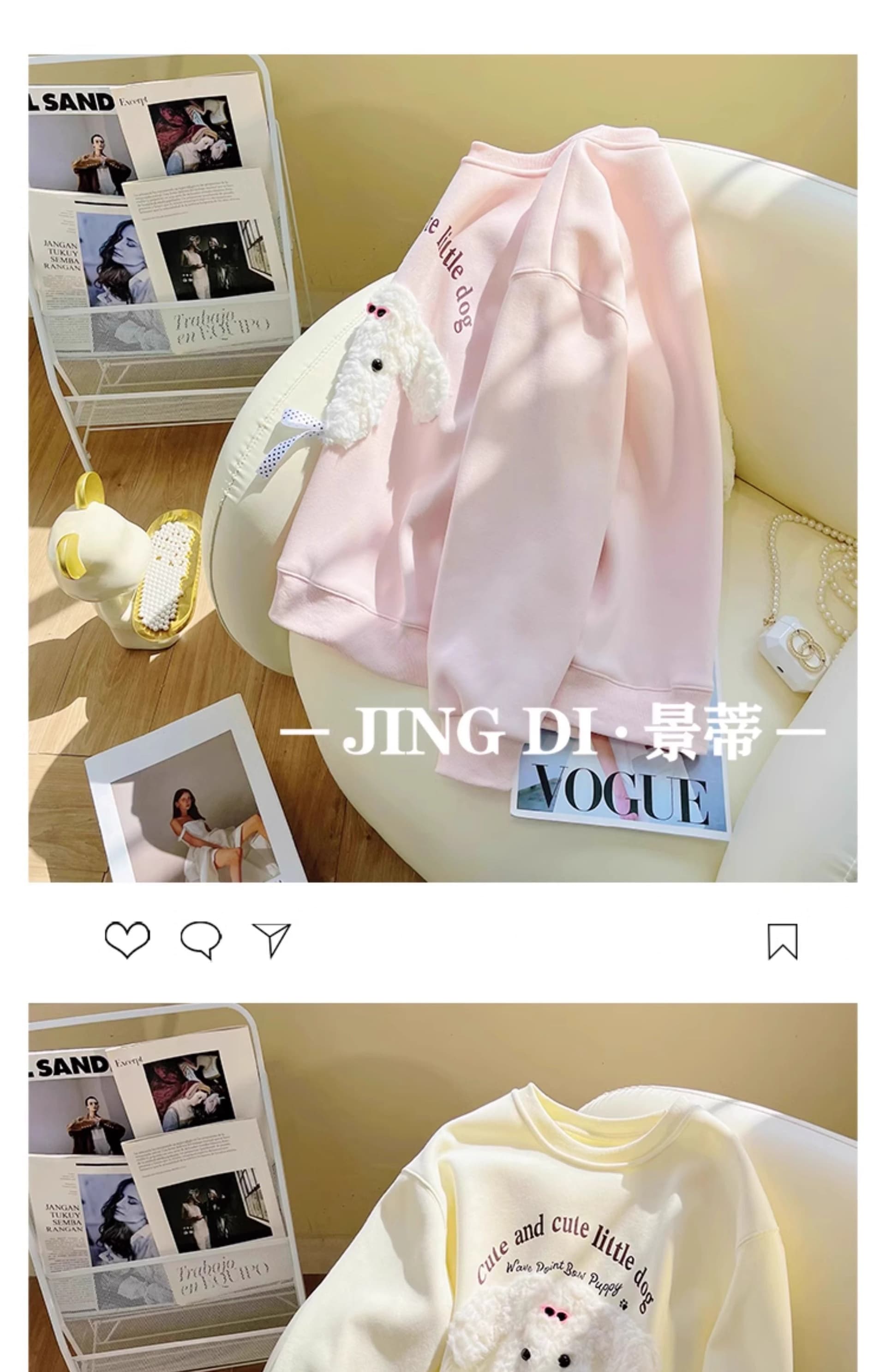 원본 솜씨 2026 활력 연령 감소 강아지 라운드 넥 후드티 여성 가을 겨울철 루즈핏 학생 한 첨부 된 의류 상세 이미지 2