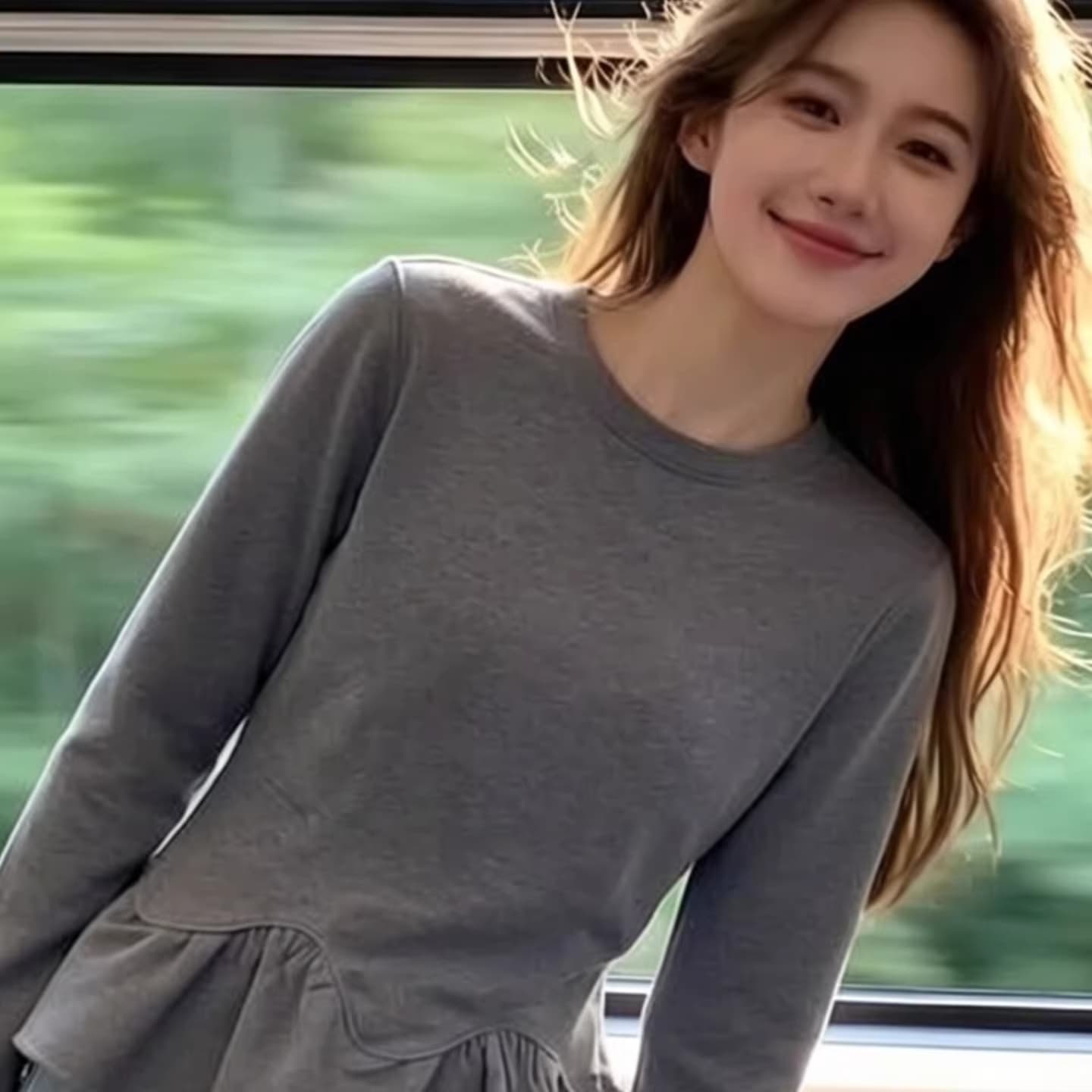 한국 스타일 라운드 넥 프릴 긴팔 기본 셔츠 여성 2026 년 봄 새로운 다용도 슬림해 보이는 빅 사이즈 인사이드 잡아라. 의류