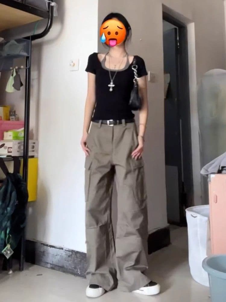 아메리칸 레트로 검정색 페이크 레이어드 긍정적 인 어깨 반팔 티셔츠 여성 여름 2026 새로운 핫걸 패치워크 쇼트 스타일 맨위 상세 이미지 5