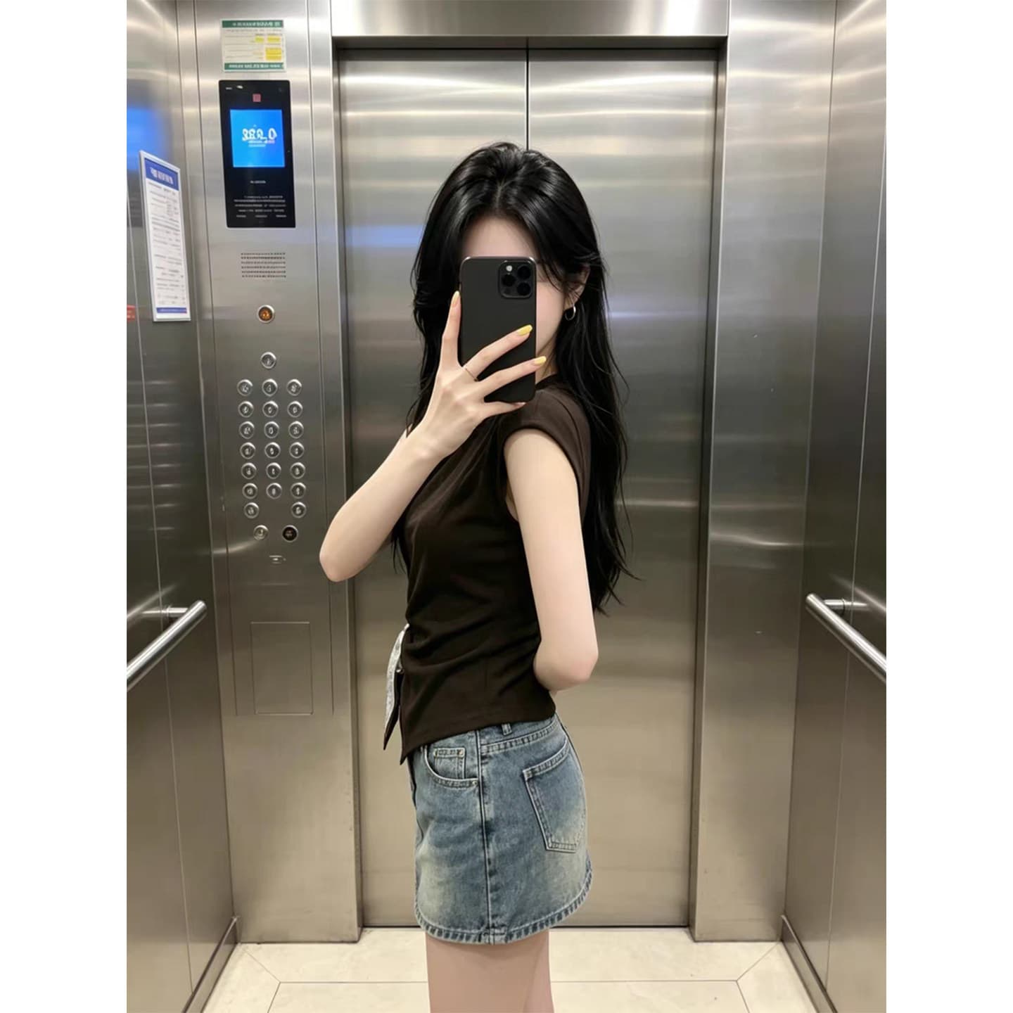 무료 자르다 프랑스식 레트로 몸매 가꾸기 디스플레이 얇고 작은 날다 소매 티셔츠 여성 여름 고급 센스 스카프 맨위 상세 이미지 4