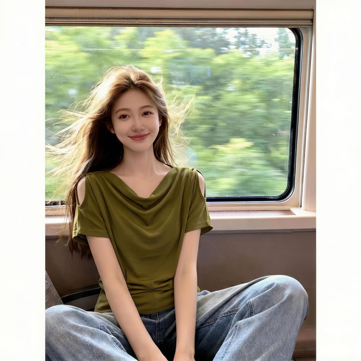 사람들 면 와 사고 방식 빅 사이즈 여성 빛 요리 한 바람 흔들다 칼라 오프숄더 반팔 티셔츠 여름 슬림해 보이는 품격 다용도 맨위 이미지 4
