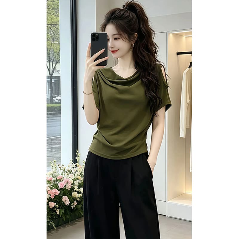 사람들 면 와 사고 방식 빅 사이즈 느긋한 바람 흔들다 칼라 반팔 티셔츠 여성 여름 새로운 폭발 고유 한 아름다운 맨위 상세 이미지 5