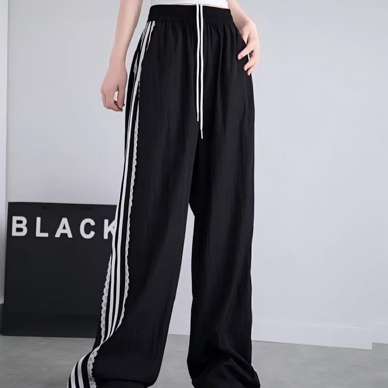 브로케이드 면 주름 디자인 센스 스트라이프 레이스 측면 워크웨어 팬츠 여성 여름 2026 새로운 작은 키 하이웨이스트 작은 대중 Chic 이미지 4