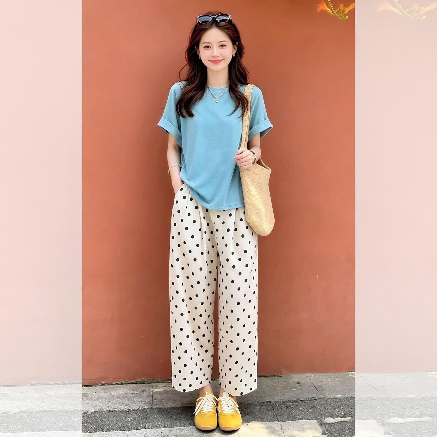눈꽃 면 파란색 볼륨 측면 루즈핏 반팔 티셔츠 여성 26 새로운 여름 도파민 고유 한 아름다운 맨위 이미지 5