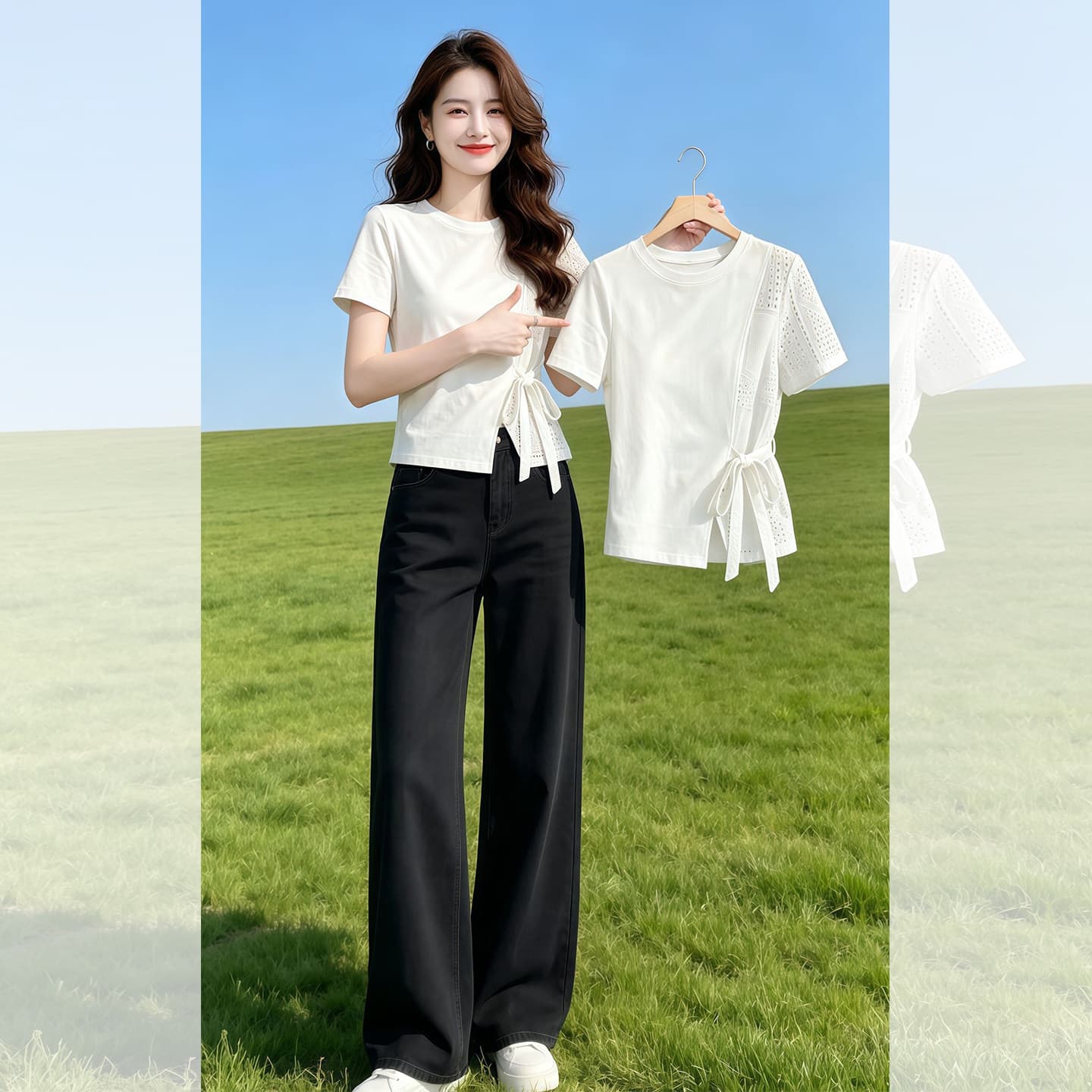 32 순면 당겨 프레임 1 1 음식 털 화이트 반팔 루즈핏 티셔츠 여성 26 여름 착용 가져 가라. 고유 한 아름다운 맨위 상세 이미지 2