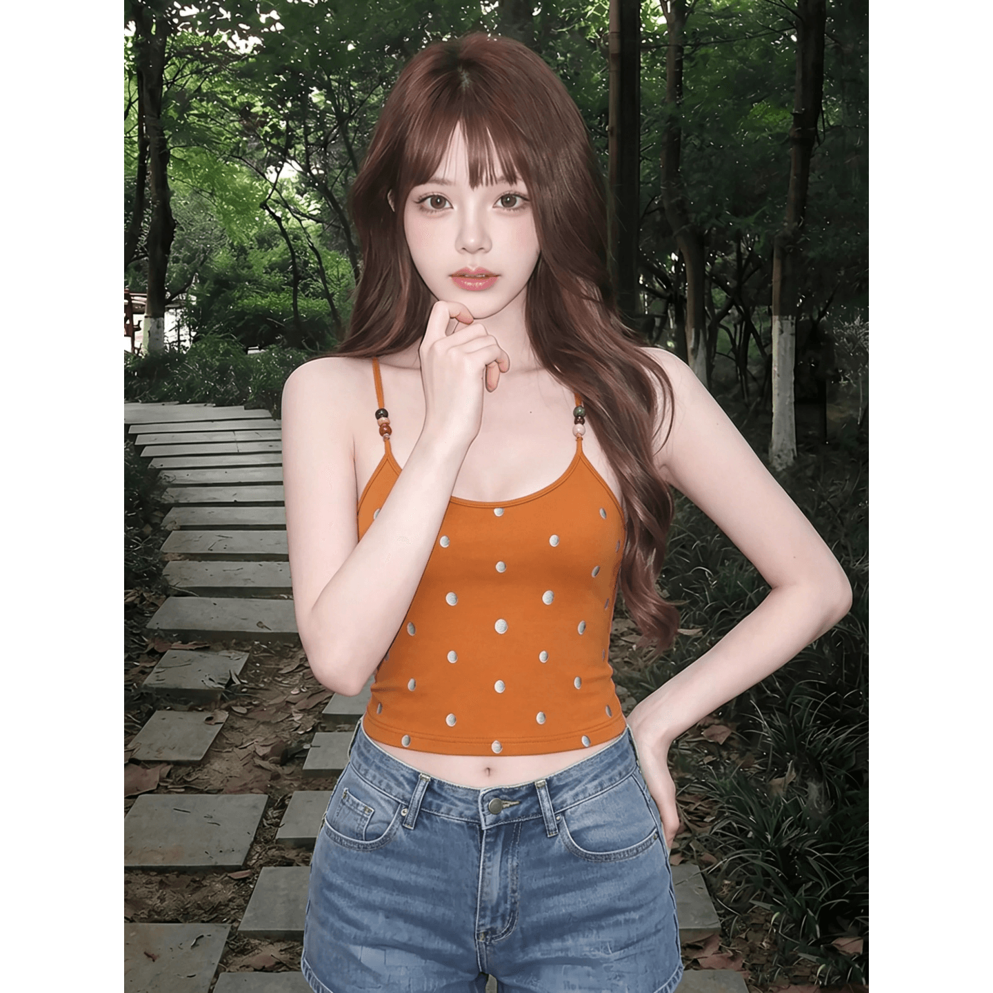 사람들 면 260g 핫걸 바람 도트 무늬 캐미솔 26 새로운 슬림해 보이는 다용도 패션 여름 외출용 슬립 이미지 2