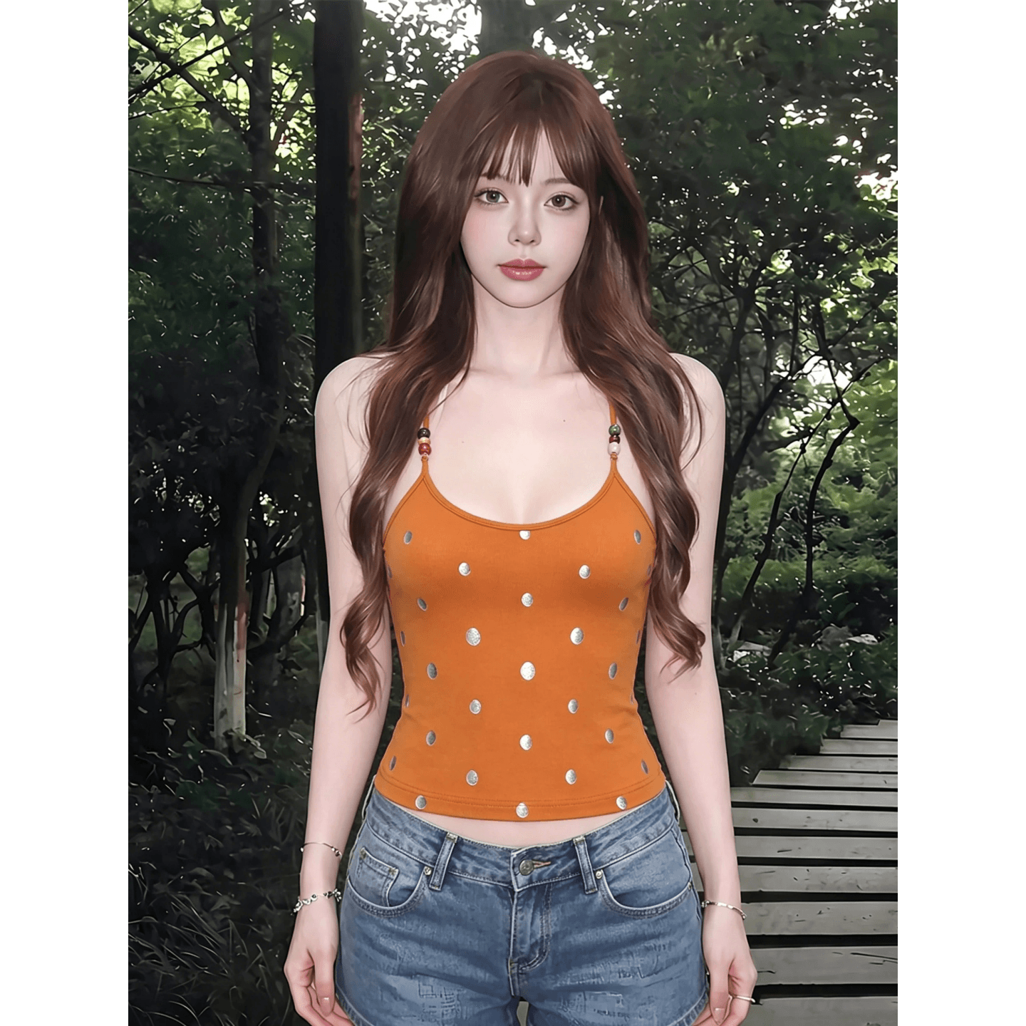 사람들 면 260g 핫걸 바람 도트 무늬 캐미솔 26 새로운 슬림해 보이는 다용도 패션 여름 외출용 슬립 상세 이미지 2