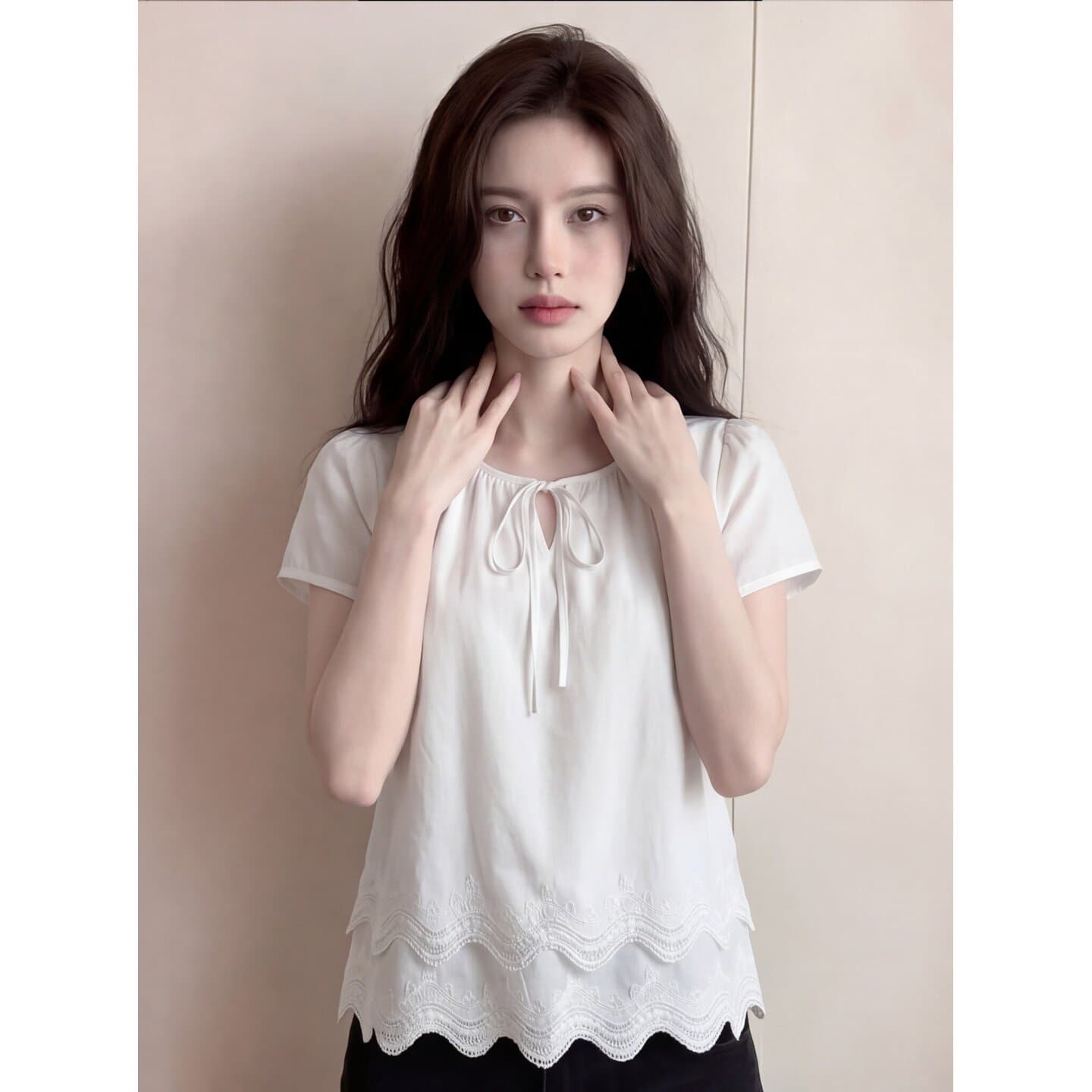 사면 신축 패치워크 품격 반팔 여성 셔츠 여름 디자인 센스 패션 루즈핏 슬림해 보이는 외국 가스 티셔츠 맨위 이미지 4