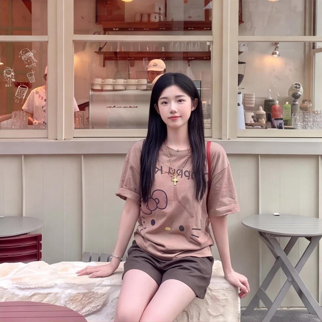 대나무 마디 면 한국 스타일 귀여운 만화 프린트 맨위 티셔츠 캐주얼 26 여름 새로운 반팔 루즈핏 슬림해 보이는 티셔츠 상세 이미지 5