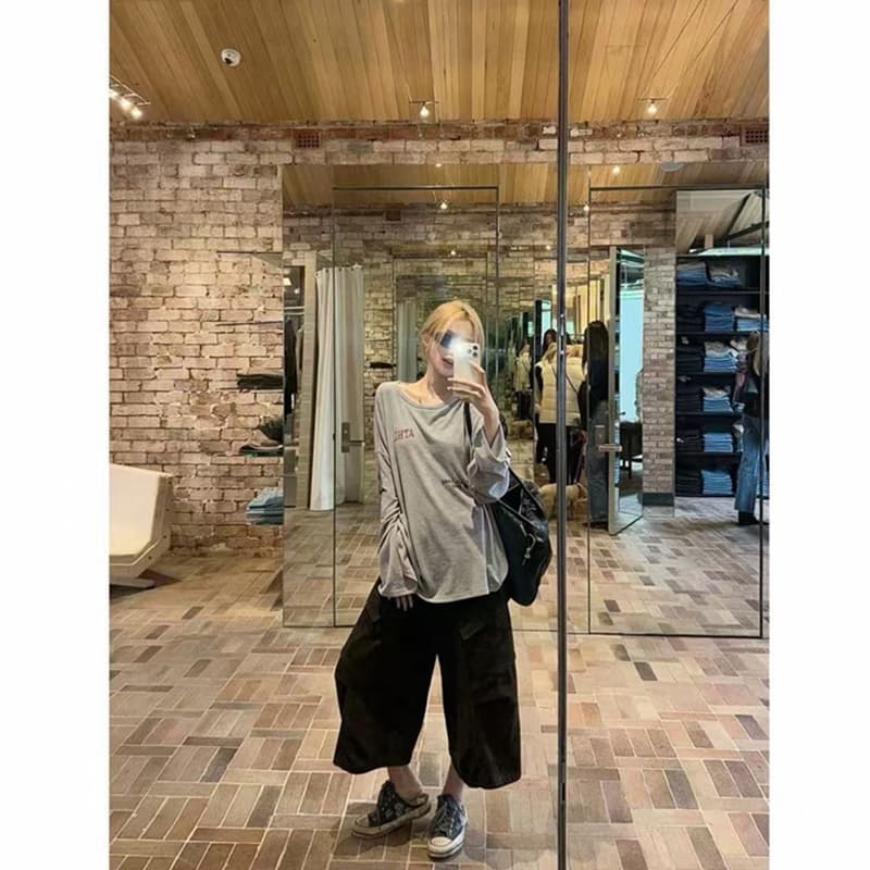 65 라이 경기 서울 35 폴리에스터 섬유 26 새로운 얇고 가벼운 알파벳 프린트 루즈핏 긴팔 티셔츠 블라우스 맨위 상세 이미지 3